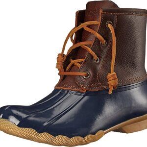 Women's Saltwater Boots Tan/navy 100% Leather Ankle